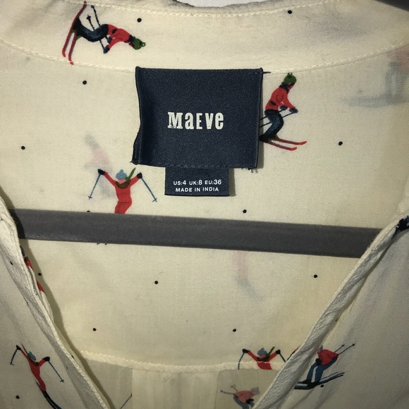 Maeve Anthropologie Novelty Skier print Blouse - Picture 4 of 8